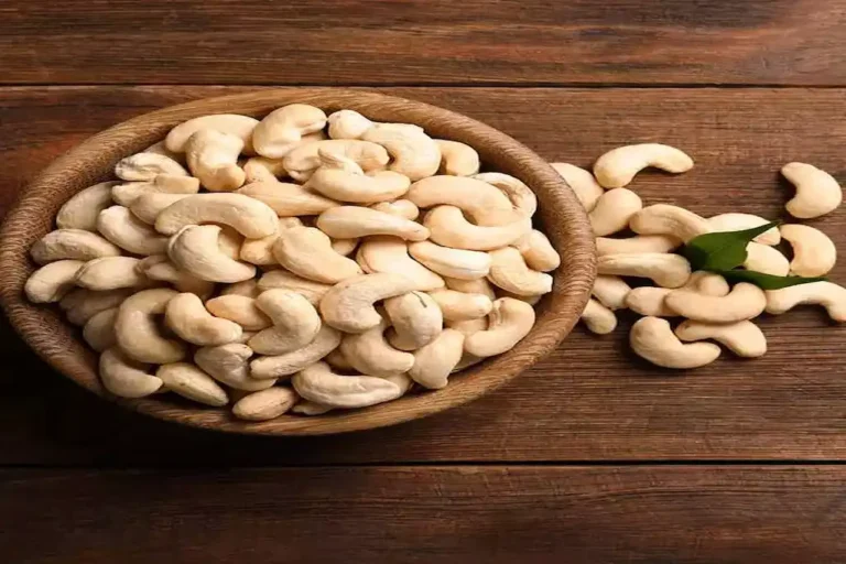 Cashew nuts in a wooden bowl